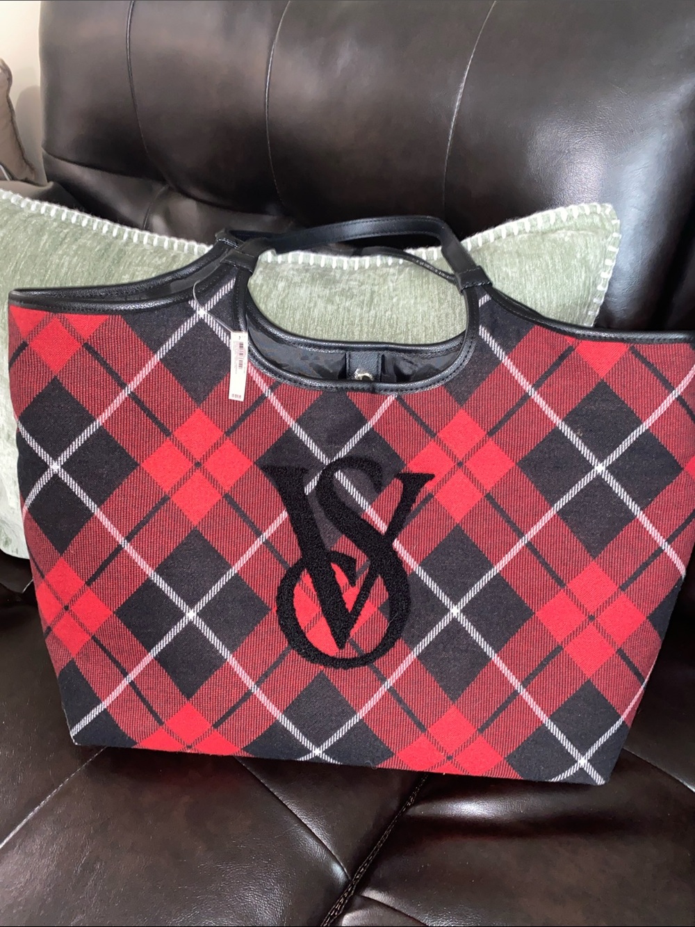 Victoria’s Secret Plaid Red & Black Tote Bag